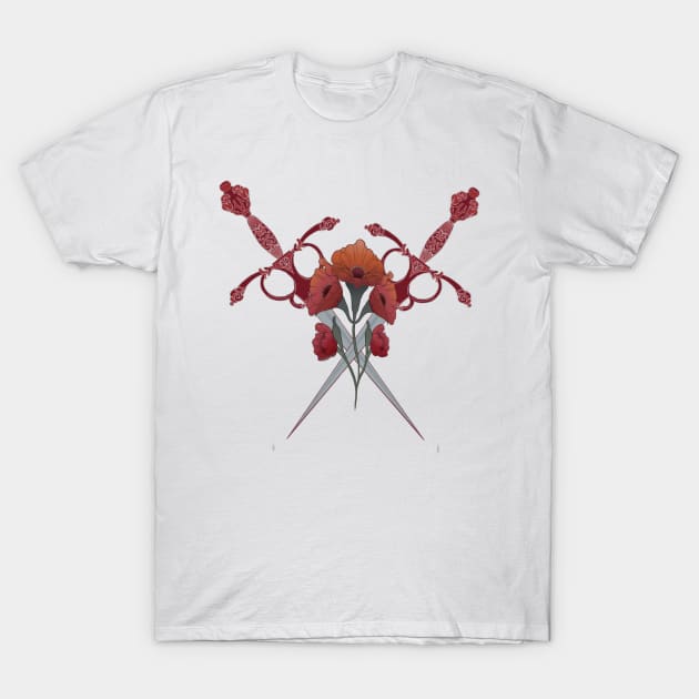 Butterfly Knives Peony Poppy Edgy T-Shirt by UrbaneWanderlust